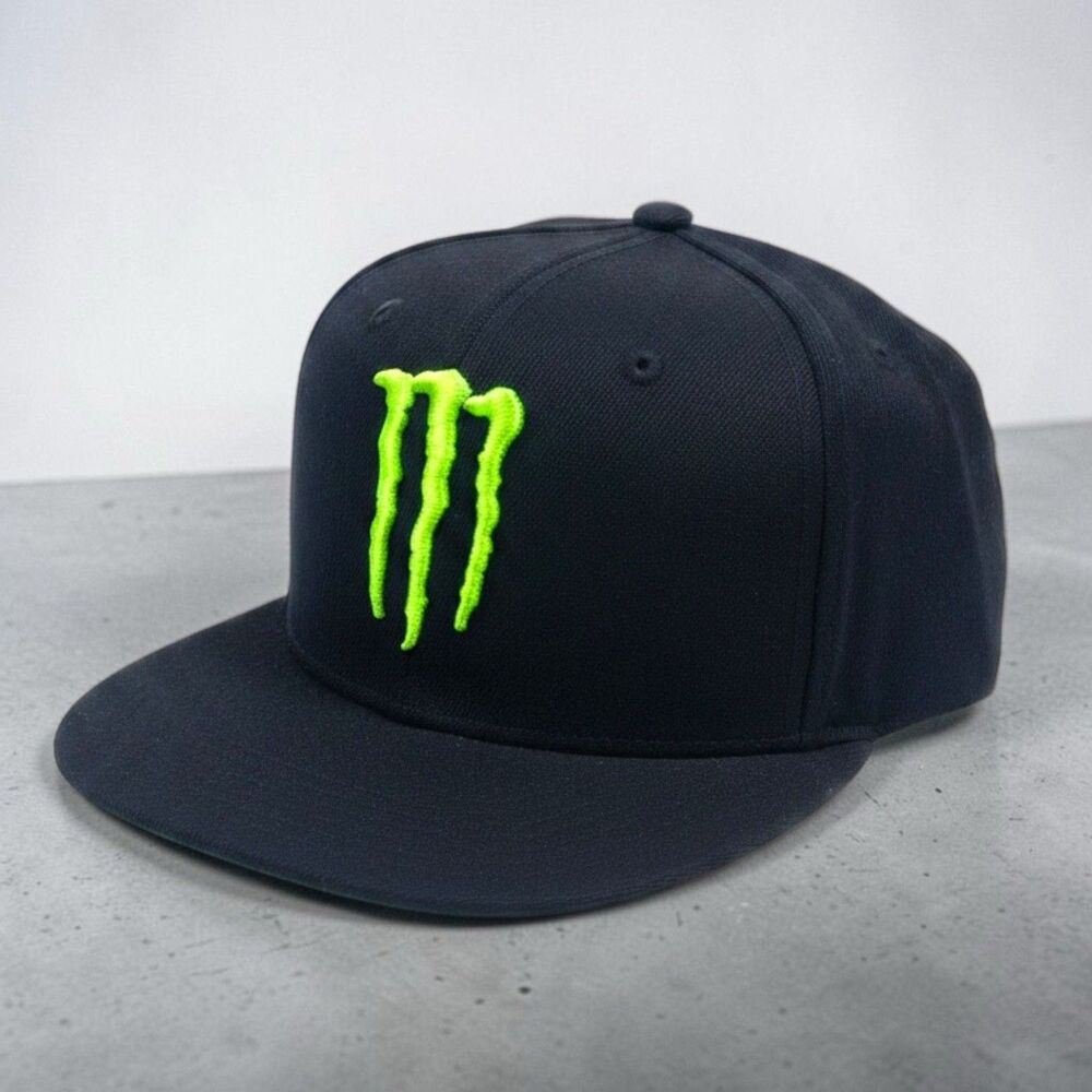 Monster Energy Hat Cap Snap Back Mens OS Black Energy Drink Skater Logo Promo